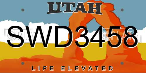 SWD3458 Utah License Plate