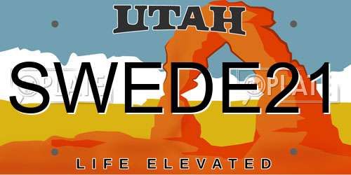 SWEDE21 Utah License Plate