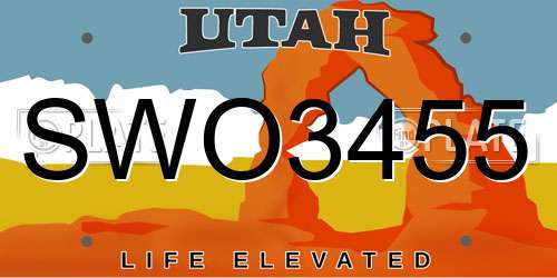 SWO3455 Utah License Plate