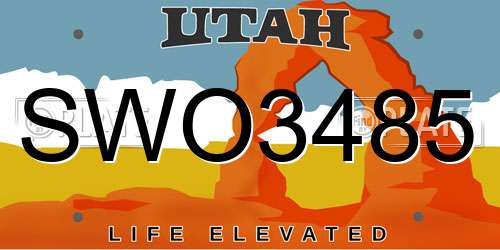 SWO3485 Utah License Plate