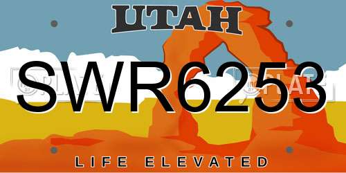 SWR6253 Utah License Plate
