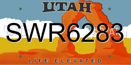 SWR6283 Utah License Plate