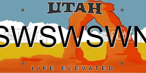 SWSWSWN Utah License Plate
