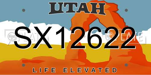 SX12622 Utah License Plate
