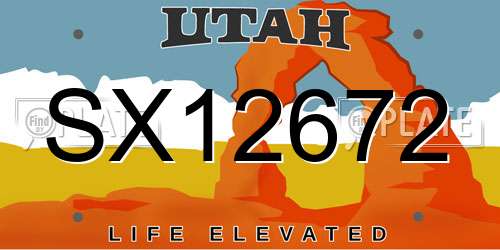SX12672 Utah License Plate