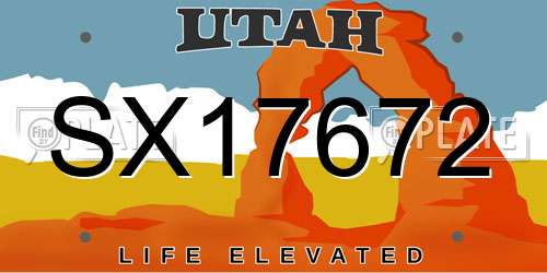 SX17672 Utah License Plate