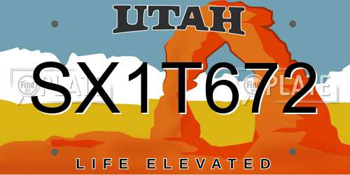 SX1T672 Utah License Plate