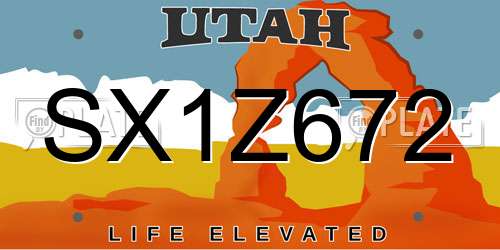 SX1Z672 Utah License Plate