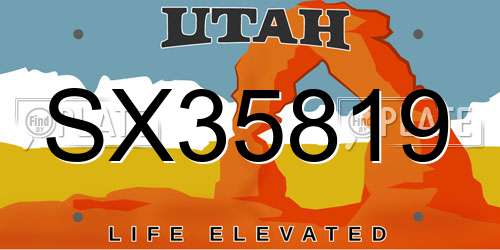 SX35819 Utah License Plate