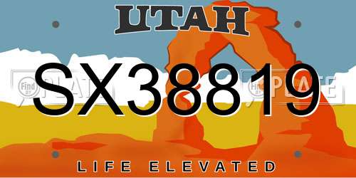 SX38819 Utah License Plate