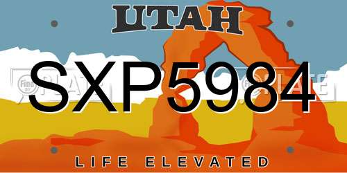 SXP5984 Utah License Plate