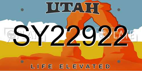 SY22922 Utah License Plate