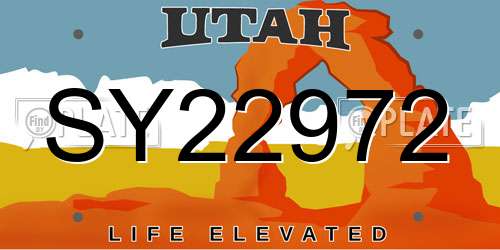 SY22972 Utah License Plate