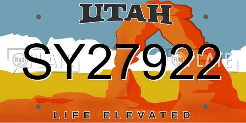 SY27922 Utah License Plate