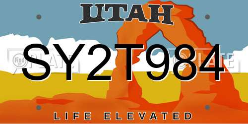 SY2T984 Utah License Plate