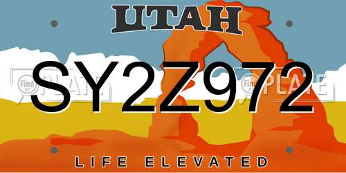 SY2Z972 Utah License Plate
