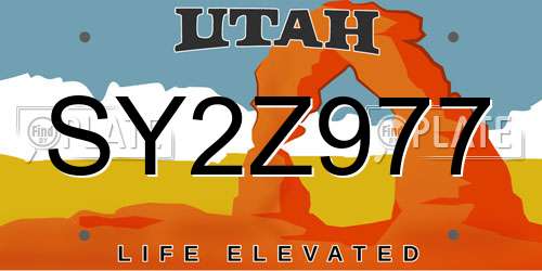 SY2Z977 Utah License Plate