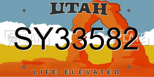 SY33582 Utah License Plate