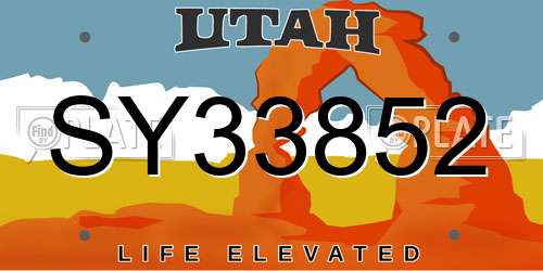 SY33852 Utah License Plate