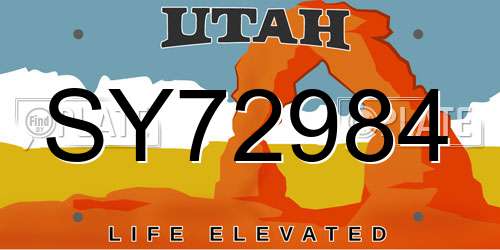 SY72984 Utah License Plate