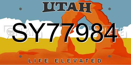 SY77984 Utah License Plate