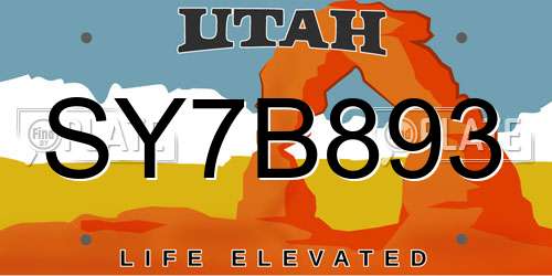 SY7B893 Utah License Plate