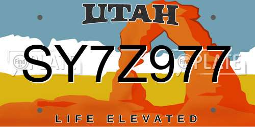 SY7Z977 Utah License Plate