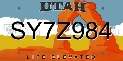 SY7Z984 Utah License Plate