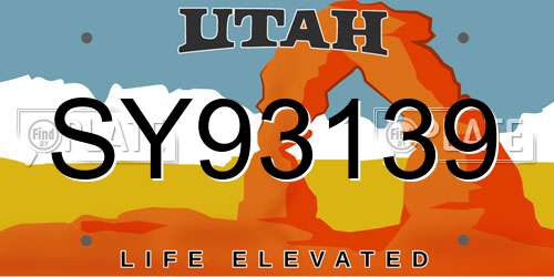 SY93139 Utah License Plate