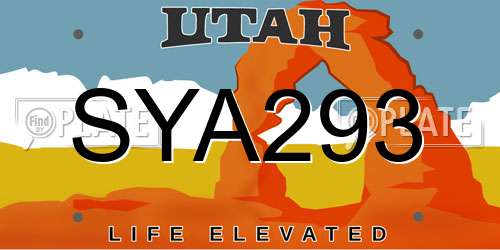 SYA293 Utah License Plate