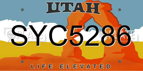 SYC5286 Utah License Plate