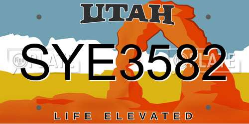 SYE3582 Utah License Plate