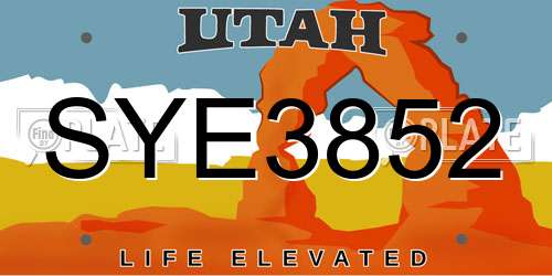SYE3852 Utah License Plate