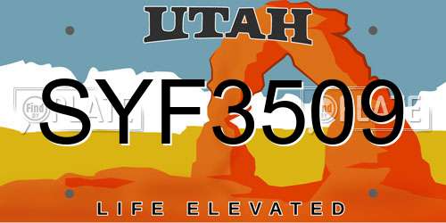 SYF3509 Utah License Plate