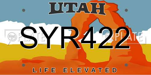SYR422 Utah License Plate