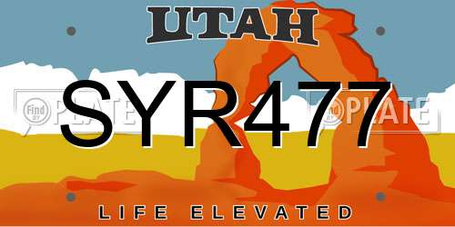 SYR477 Utah License Plate