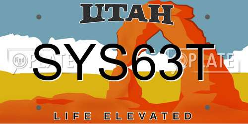 SYS63T Utah License Plate