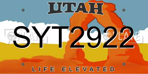 SYT2922 Utah License Plate