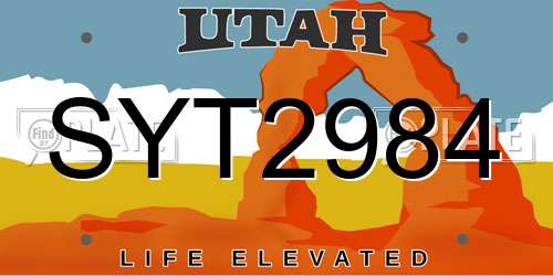 SYT2984 Utah License Plate