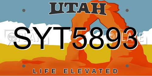 SYT5893 Utah License Plate