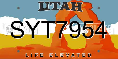SYT7954 Utah License Plate