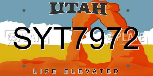 SYT7972 Utah License Plate