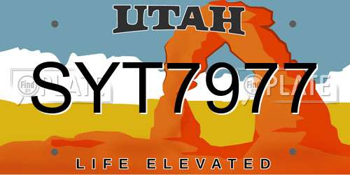 SYT7977 Utah License Plate