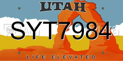 SYT7984 Utah License Plate