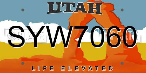 SYW7060 Utah License Plate