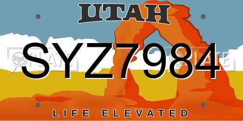 SYZ7984 Utah License Plate