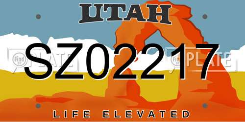 SZ02217 Utah License Plate