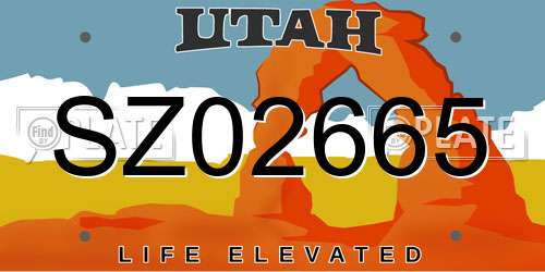 SZ02665 Utah License Plate
