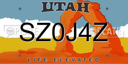 SZ0J4Z Utah License Plate