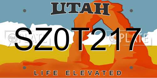 SZ0T217 Utah License Plate